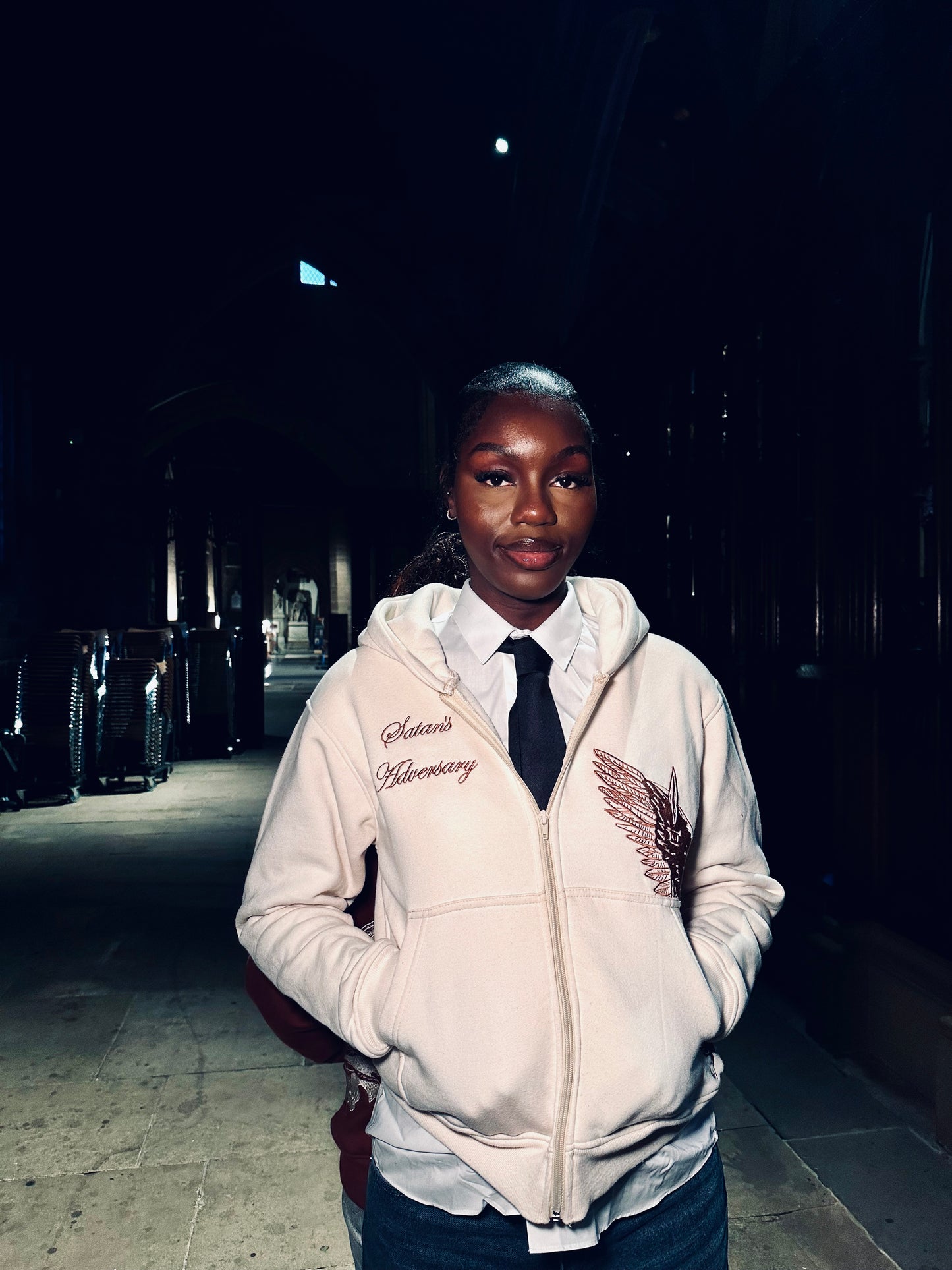 Satan's Adversary Zip-Up Cream