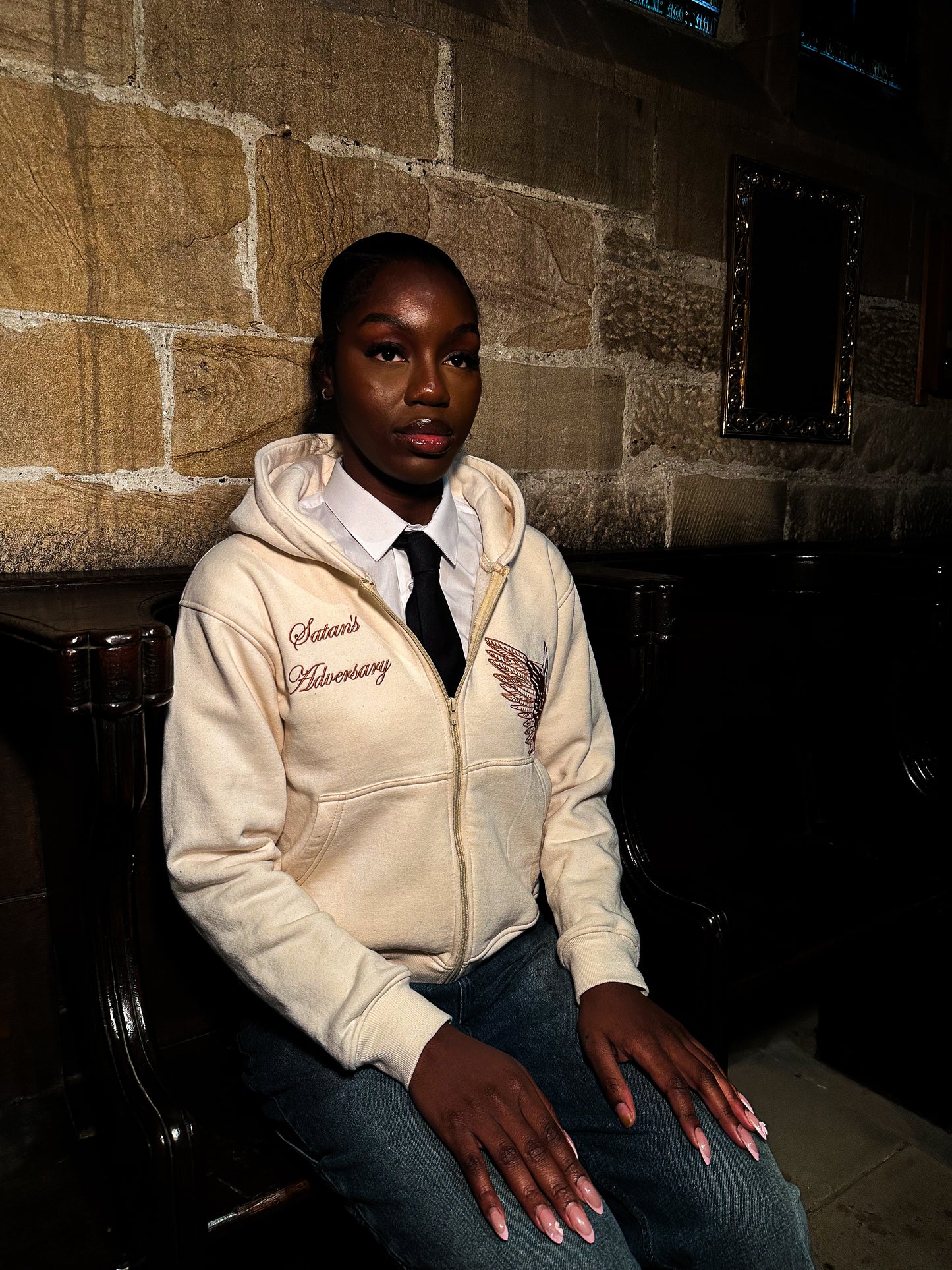 Satan's Adversary Zip-Up Cream